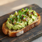 Avocado toast with microgreens on sourdough bread